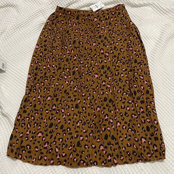 NWT- J. Crew- 2. Animal Print Pleated Skirt - Picture 1 of 7
